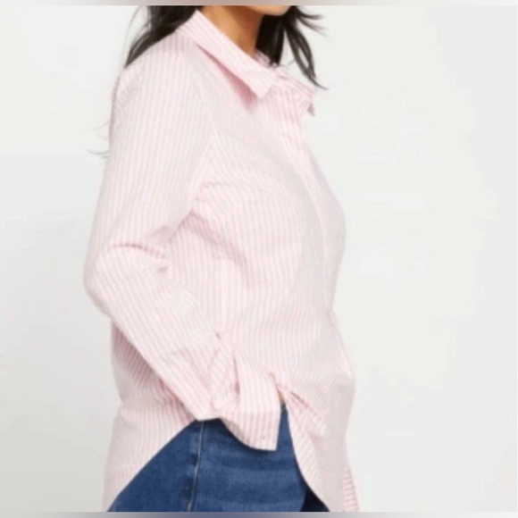 Crown & Ivy Pink Striped Button Down Shirt size large - Picture 7 of 8